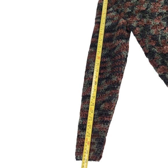 Handmade Vintage Crocheted Knit Cardigan Brown Green Granny Grandmacore XL - Picture 14 of 15